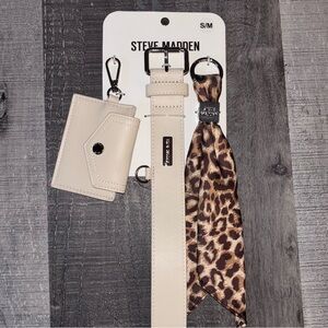 🍦Steve Madden Cream Belt with Leopard Scarf and Card Holder